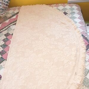 Vintage Sears & Robuck Rose Pattern Cream Hobnail Round Grande Fleur Hea…